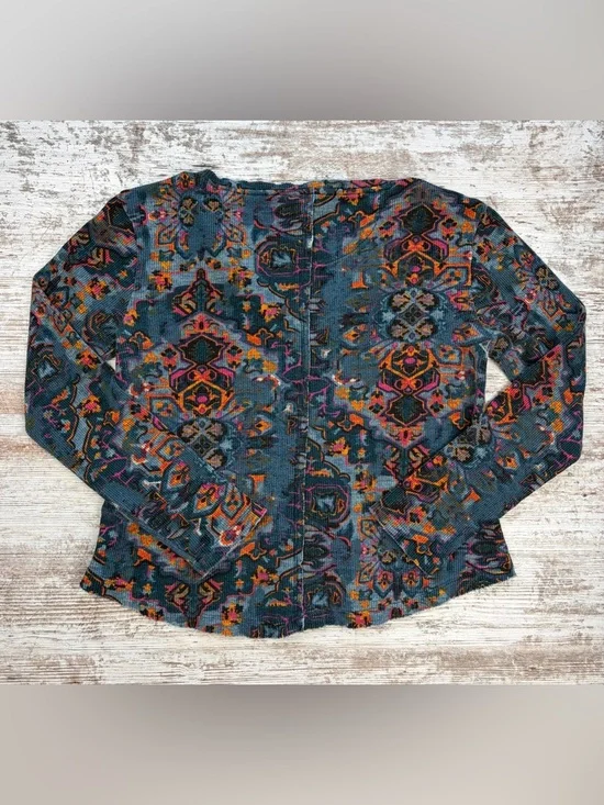 Anthropologie Pilcro Multicolor Thermal Waffle Knit Split neck pullover XS GUC - Picture 7 of 7